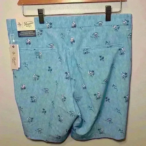 Original Penguin Bermuda Shorts Elastic Waistband Anti Slip Grip NWT Men Size 32 - Picture 5 of 13